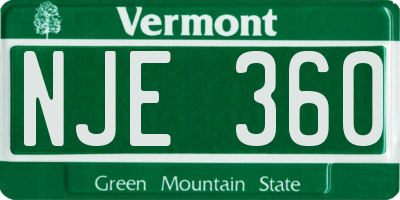 VT license plate NJE360