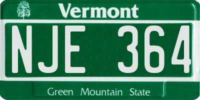 VT license plate NJE364