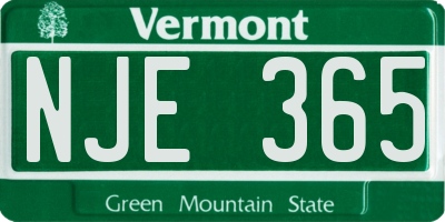 VT license plate NJE365