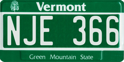 VT license plate NJE366