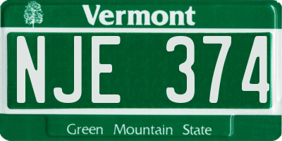 VT license plate NJE374