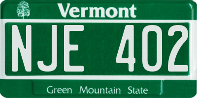 VT license plate NJE402