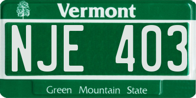 VT license plate NJE403