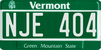 VT license plate NJE404