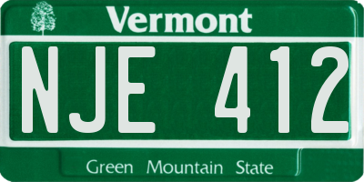 VT license plate NJE412