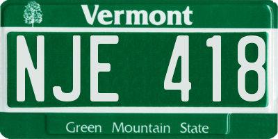 VT license plate NJE418