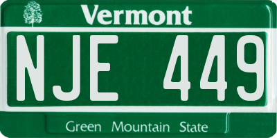 VT license plate NJE449
