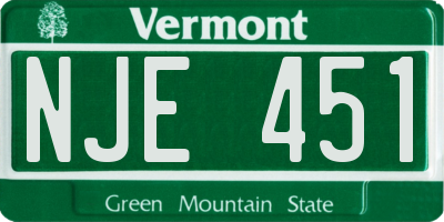VT license plate NJE451