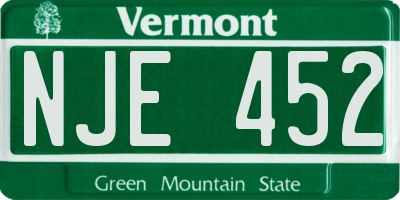 VT license plate NJE452