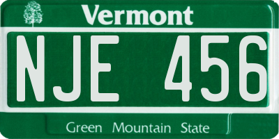 VT license plate NJE456