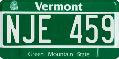 VT license plate NJE459
