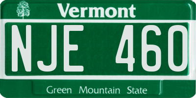 VT license plate NJE460