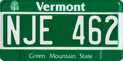 VT license plate NJE462
