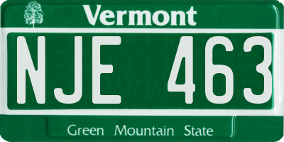 VT license plate NJE463