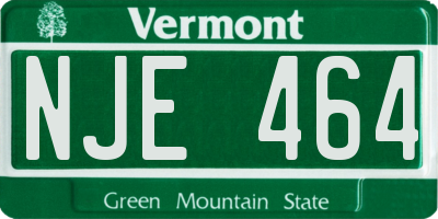VT license plate NJE464