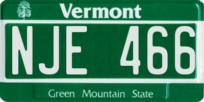 VT license plate NJE466