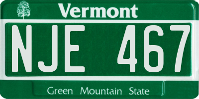 VT license plate NJE467