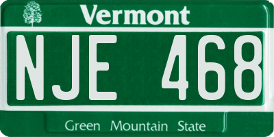 VT license plate NJE468