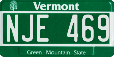 VT license plate NJE469