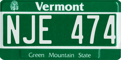 VT license plate NJE474