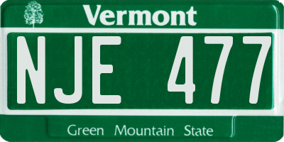VT license plate NJE477