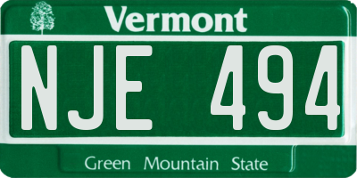 VT license plate NJE494