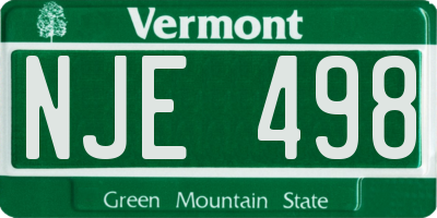 VT license plate NJE498