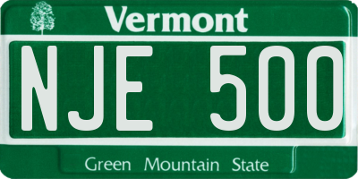 VT license plate NJE500