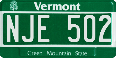 VT license plate NJE502