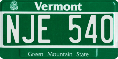 VT license plate NJE540