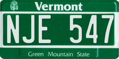 VT license plate NJE547