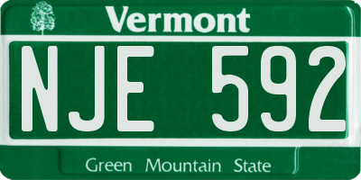VT license plate NJE592