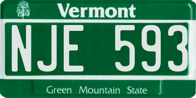 VT license plate NJE593
