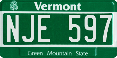 VT license plate NJE597