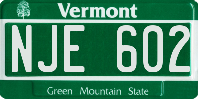 VT license plate NJE602