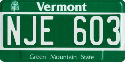 VT license plate NJE603