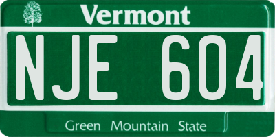 VT license plate NJE604
