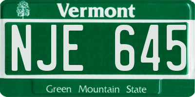 VT license plate NJE645