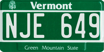 VT license plate NJE649
