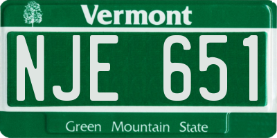 VT license plate NJE651