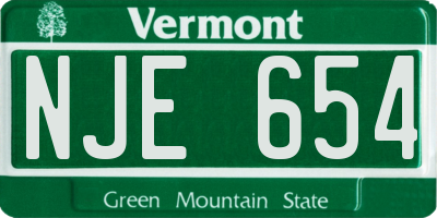 VT license plate NJE654