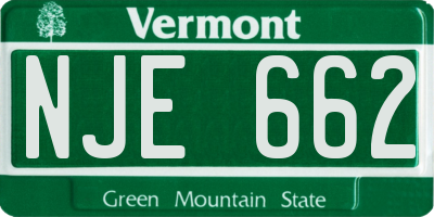 VT license plate NJE662