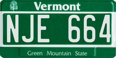 VT license plate NJE664