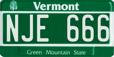 VT license plate NJE666