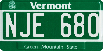 VT license plate NJE680