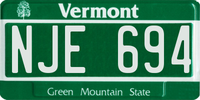 VT license plate NJE694