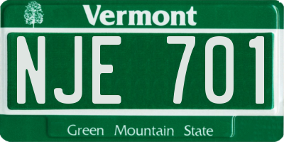 VT license plate NJE701