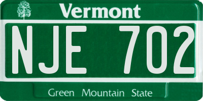 VT license plate NJE702