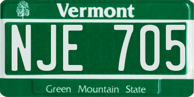 VT license plate NJE705