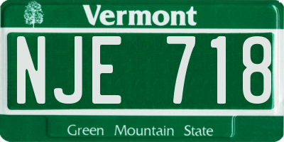 VT license plate NJE718